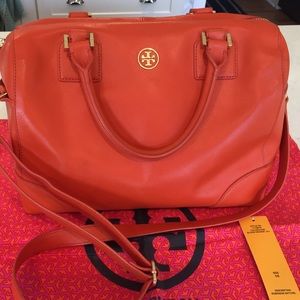 Tory Burch Robinson Satchel in blood orange